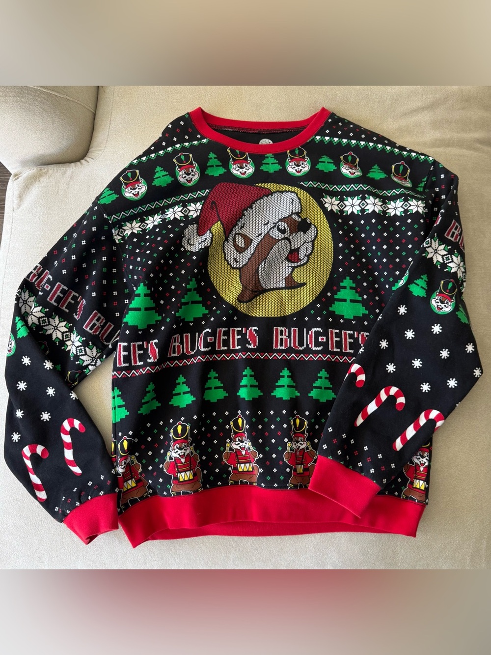 Men's Black Buc-ee's Holiday Crewneck Sweater